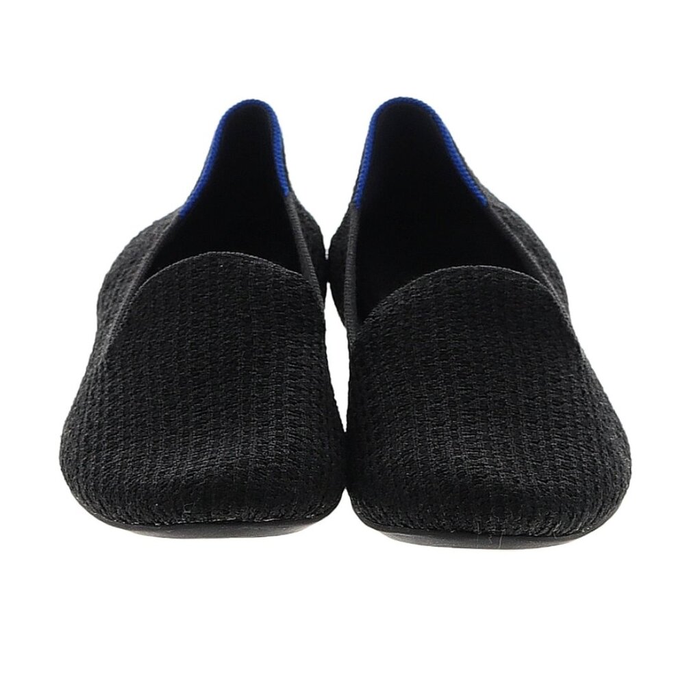Rare Rothys The Loafer Black Cable Knit Blue Trim Slip On Flat - Picture 2 of 2